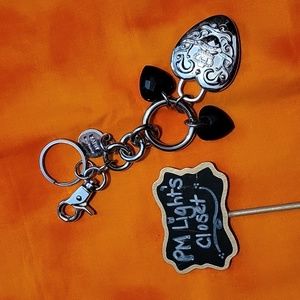 Kathy Van Zeeland Key Chain / Handbag Charm Black Silver